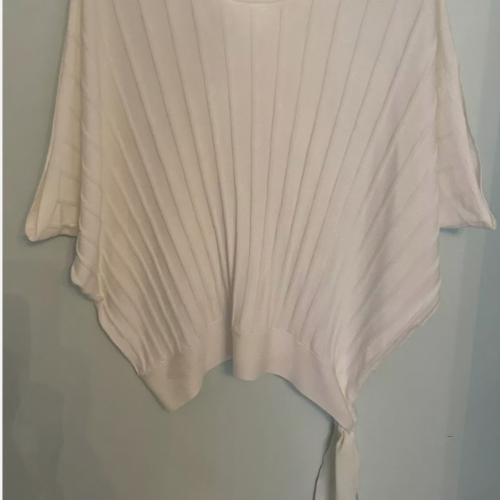 Cream Ribbed Asymmetrical Top
